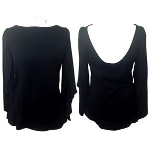 Milly Black Flyaway Split Sleeve Low Back Blouse 4